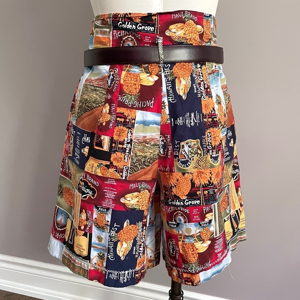 Handmade Hawaiian / Pineapple Postcard Print Paperbag Shorts - Medium - Picture 9 of 12